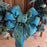 Pretied Blue Green Gold Wreath Bow