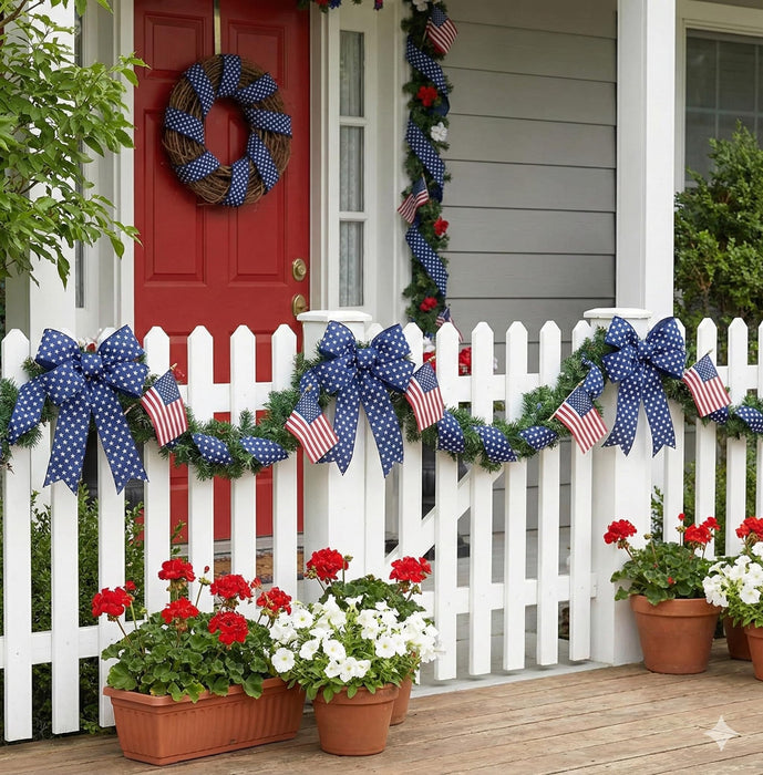 Patriotic Navy Stars Wired Ribbon - 2 1/2" x 10 Yards