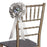 silver pull bows with white mini roses for wedding pew decorations