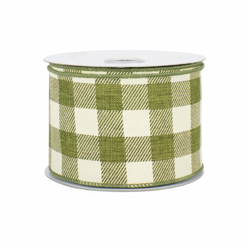 Moss Green Plaid Wired Ribbon - 2 1/2" x 10 Yards