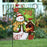 Snowman guarding a bird house garden flag