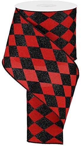 red-black-harlequin-diamonds-ribbon