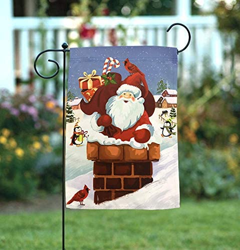 Santa arriving with gifts garden flag