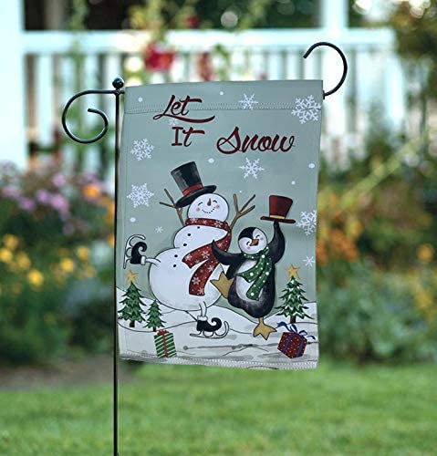 Snowman and Penguin Tandem Garden Flag