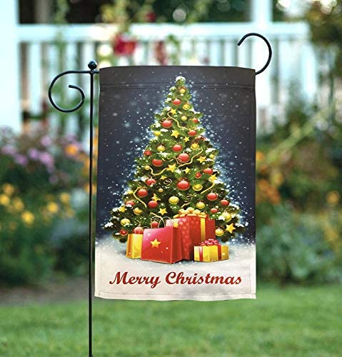 Christmas Tree with Ornaments and Gifts Garden Flag 