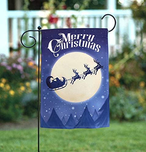 Moonlight Santa Carriage Merry Chrismtas Garden Flag