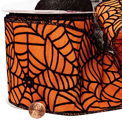 black-spiderweb-orange-wired-edge-ribbon