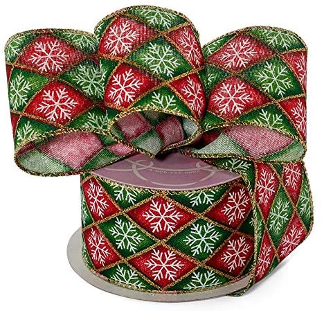 red-emerald-green-harlequin-diamonds-snowflake-ribbon