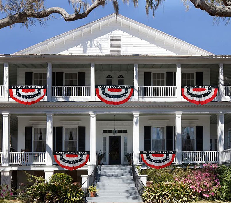 Patriotic Pleated Fan Flag Bunting Banner - 3' x 6', God Bless America