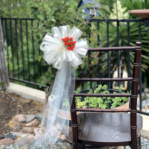 ivory-red-wedding-pew-bows