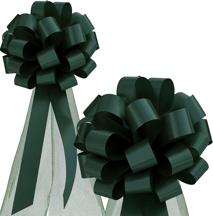 Wedding Pull Bows with Tulle Tails - 8" Wide, Set of 6