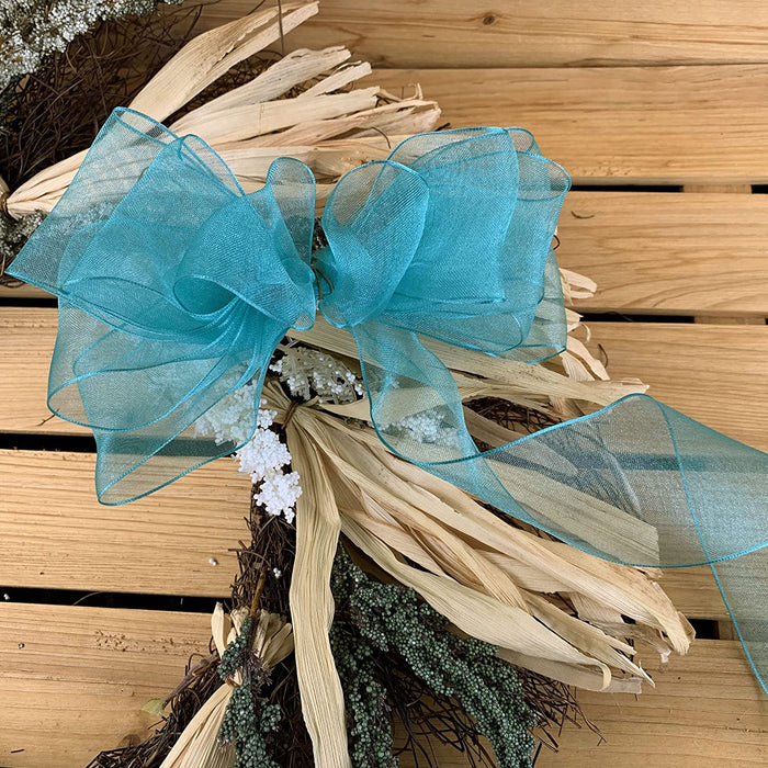 turquoise-sheer-wired-edge-wedding-ribbon