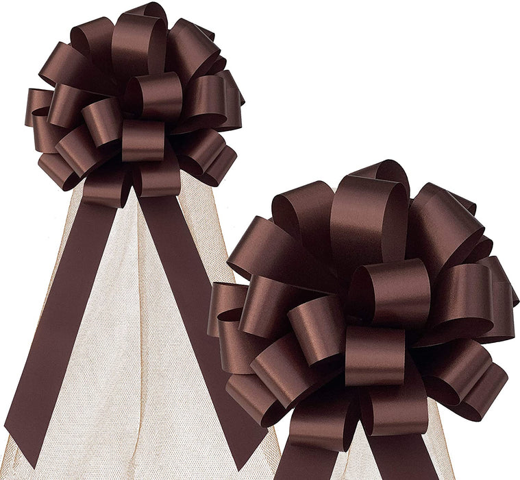 Wedding Pull Bows with Tulle Tails - 8" Wide, Set of 6