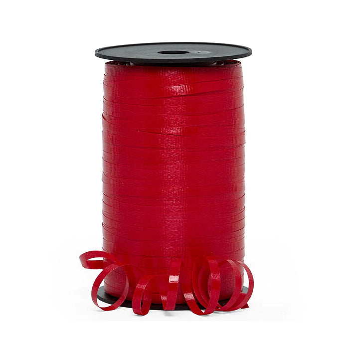 Red Crimped Curling Ribbon - 500 Yards Roll, 3/16" Wide, 4th of July, America 250 Anniversary, Mother's Day, Presents, Gift Wrap, Decoration, Birthday, Goodie Bags, Party, Balloons, School Graduation