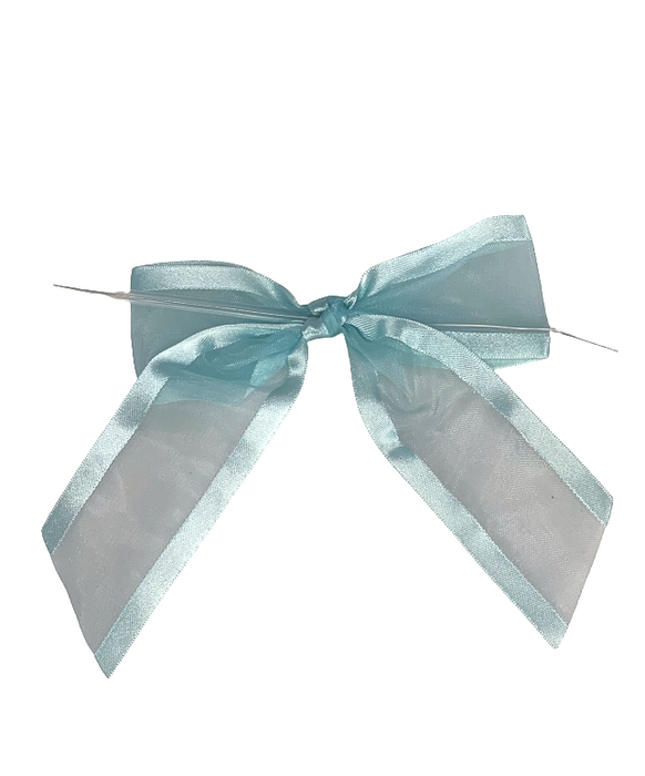 Copy of Pre-Tied Light Blue Organza Bows - 4 1/2" Wide, Set of 12