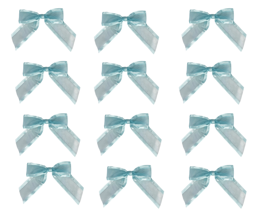 Copy of Pre-Tied Light Blue Organza Bows - 4 1/2" Wide, Set of 12