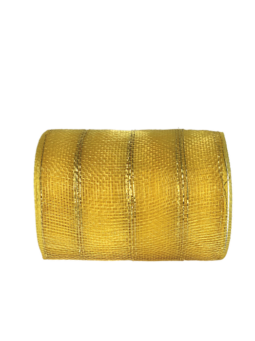 Christmas Wreath Maker Deco Mesh - 6" x 20 Yards, Yellow Gold & Metallic Gold Striped, St. Patrick's Day