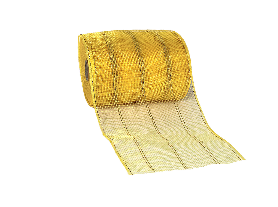 Christmas Wreath Maker Deco Mesh - 6" x 20 Yards, Yellow Gold & Metallic Gold Striped, St. Patrick's Day