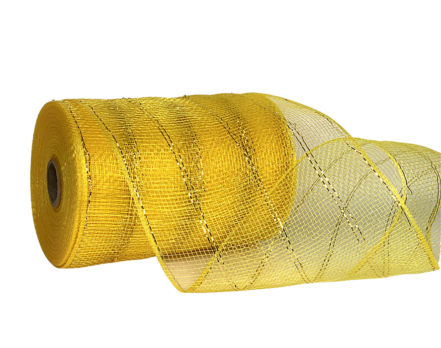 Christmas Wreath Maker Deco Mesh - 6" x 20 Yards, Yellow Gold & Metallic Gold Striped, St. Patrick's Day