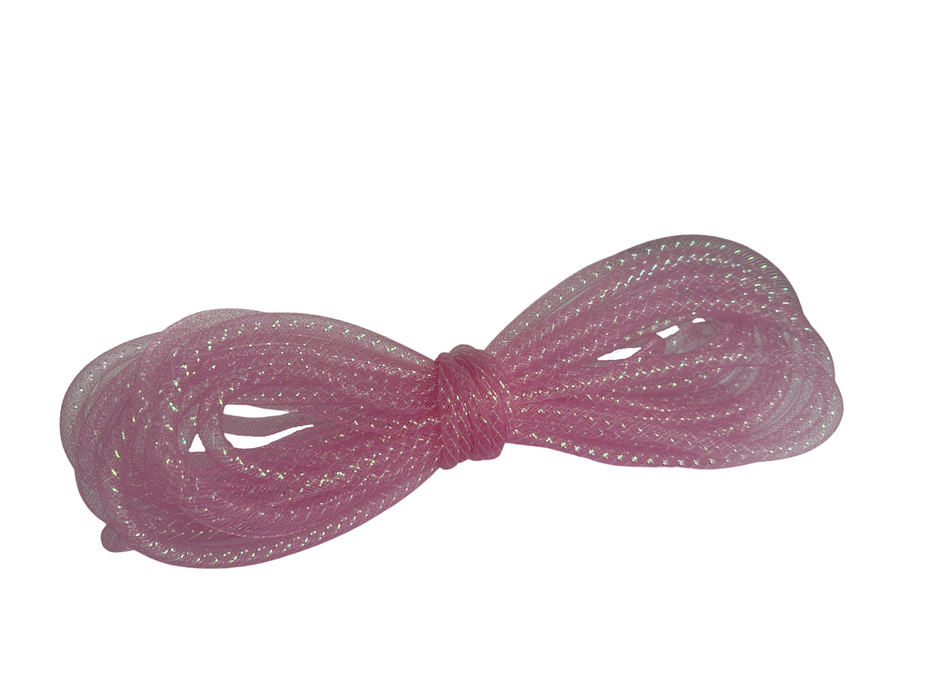 Pink Iridescent Deco Mesh Tubing - 8mm x 15 Yards, Breast Cancer Awareness Decor, Wreath, DIY, Arts & Crafts, Wedding, Bouquet, Bows, Christmas, Valentine's Day, Easter