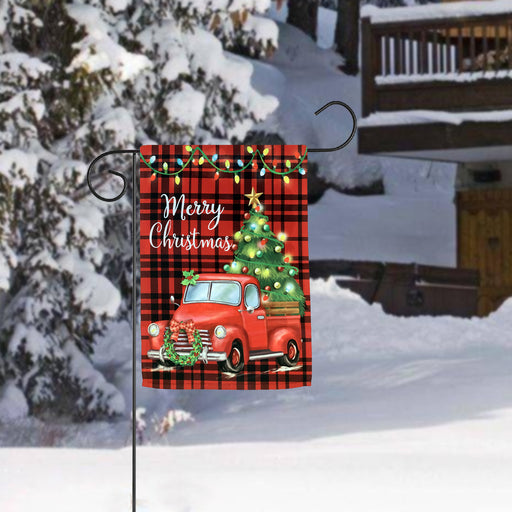 Merry Christmas  Tree on Truck Garden Flag